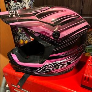 Fox Vibrant Pink and Black Racing Helmet